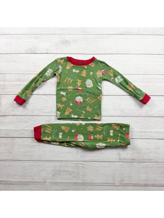 Burt's Bees Other - Burt’s Bees Baby Organic Cotton Green Holiday Pajamas Set Toddler 18-24 Months